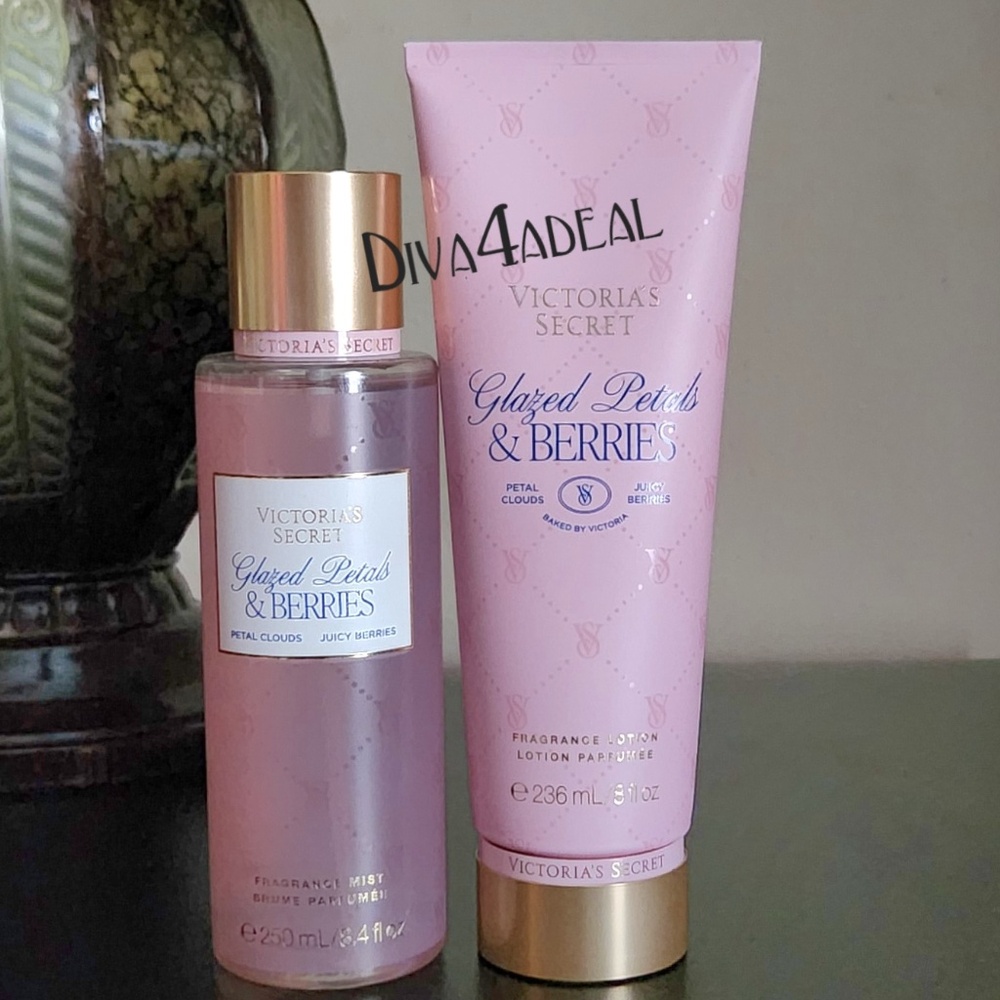 Victoria’s Secret GLAZED PETALS & BERRIES 2PC Mist & Lotion Bundle